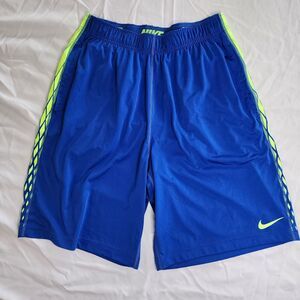 Nike Dri Fit Men Athletic Shorts Moisture Wicking Blue W/green Accent Medium